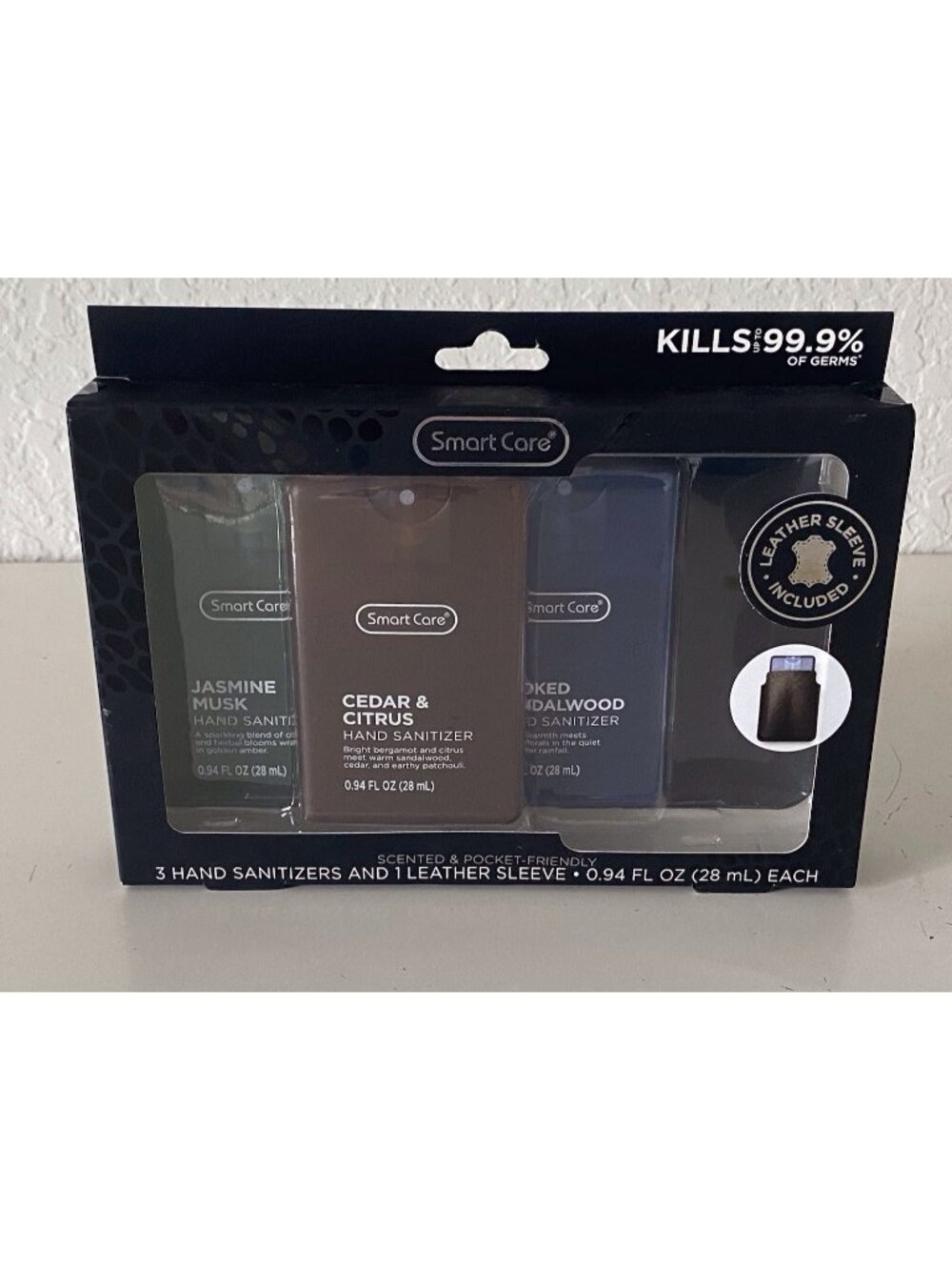 3 Pk 0.94 Fl Oz Smart Care Scented Hand Sanitizer Spray Musk Cedar W/Sleeve NEW